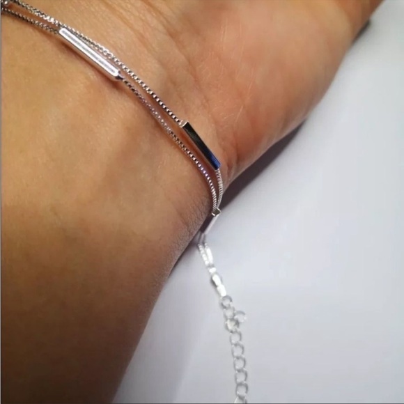 🎉hp🎉 NEW Sterling Silver Double Bar Chain Bracelet - Picture 7 of 10